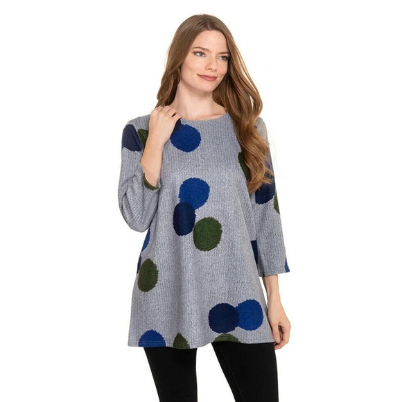 Trisha Tyler Crew Neck Multi Dots Brushed Sweater - Picture 1 of 11
